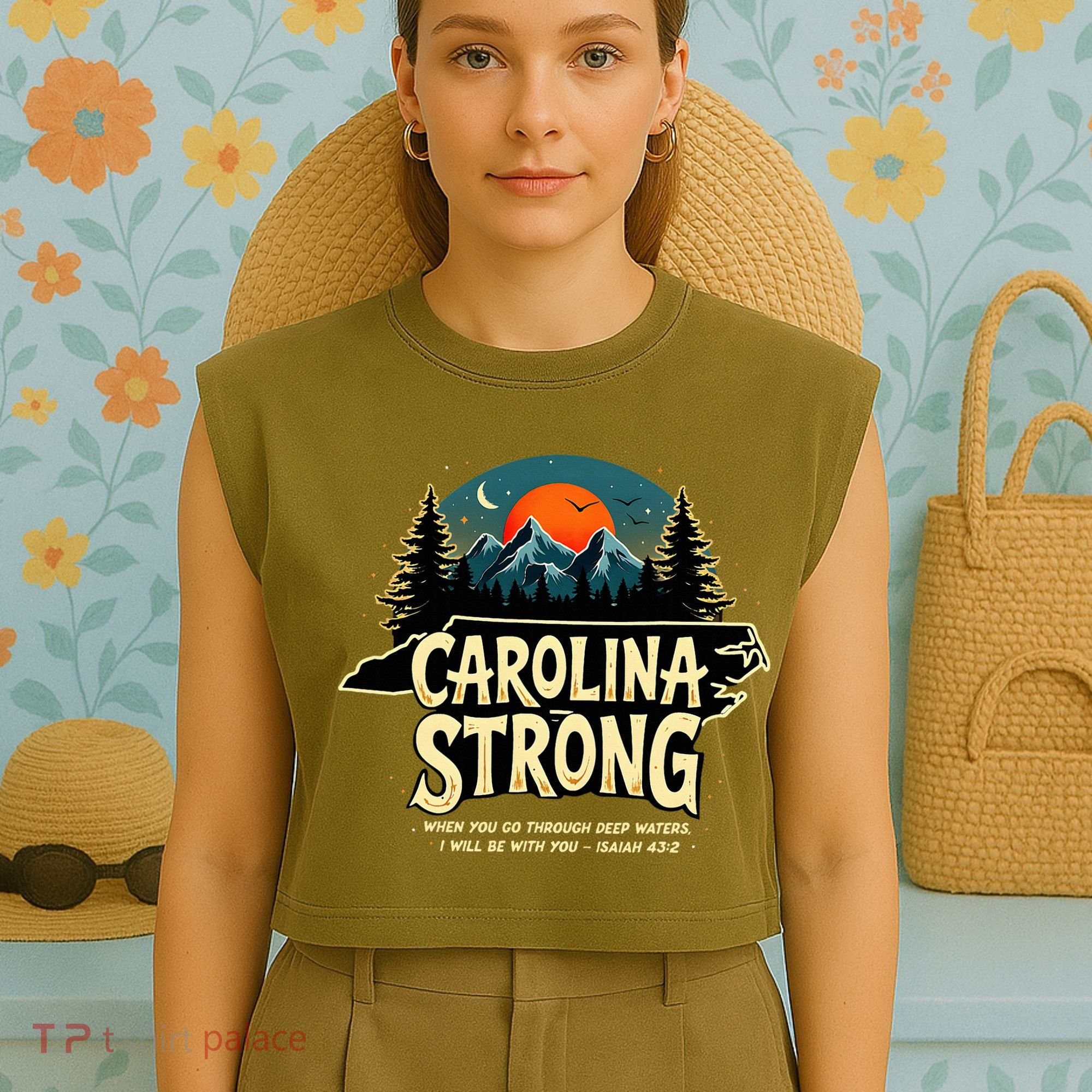 Strong Nc State Carolina Strong Support & Pray For Carolina Garment-Dyed Women's Muscle Tee