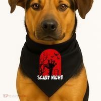 Scary Night Spooky Graveyard Halloween USA-Made Doggie Bandana thumb 1