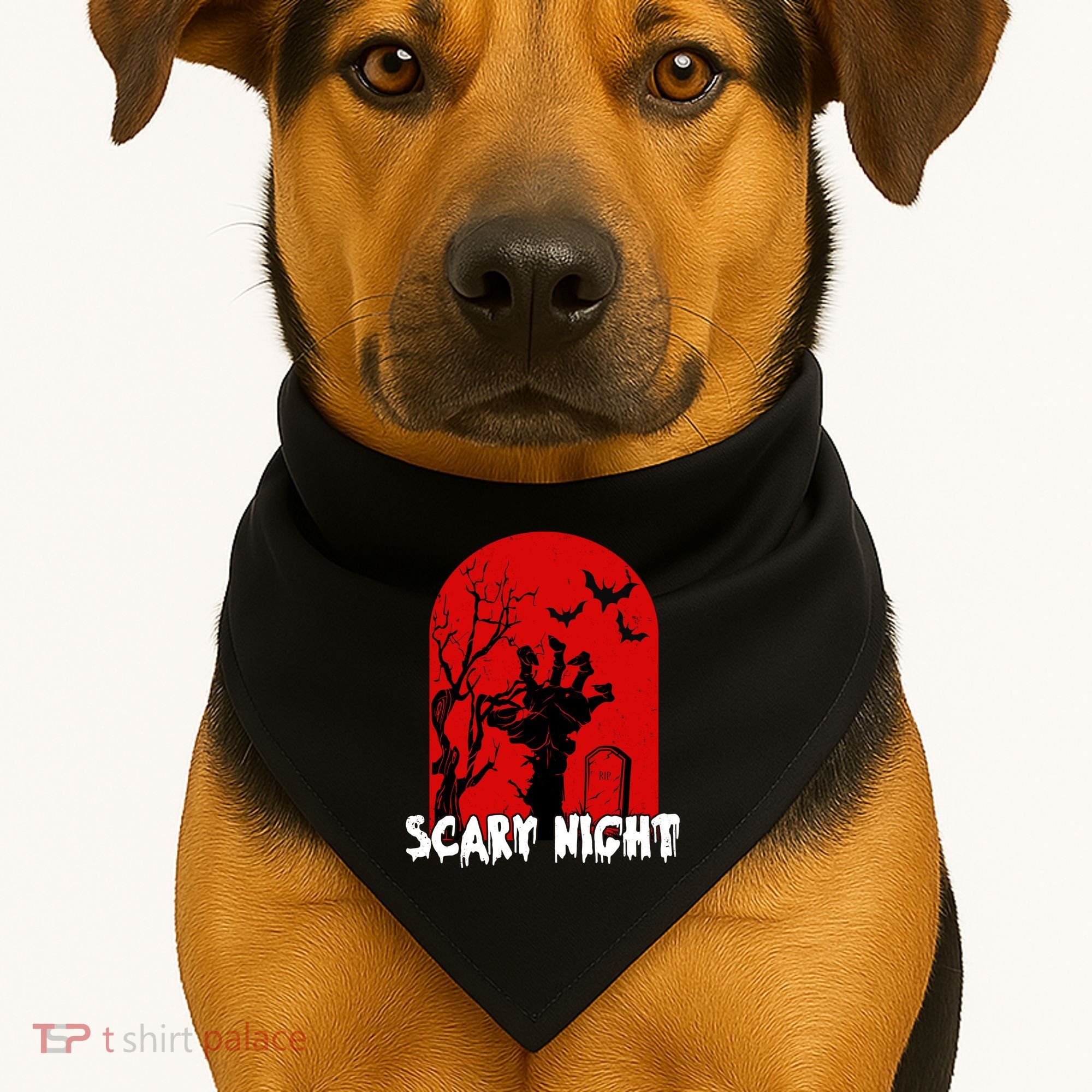 Scary Night Spooky Graveyard Halloween USA-Made Doggie Bandana