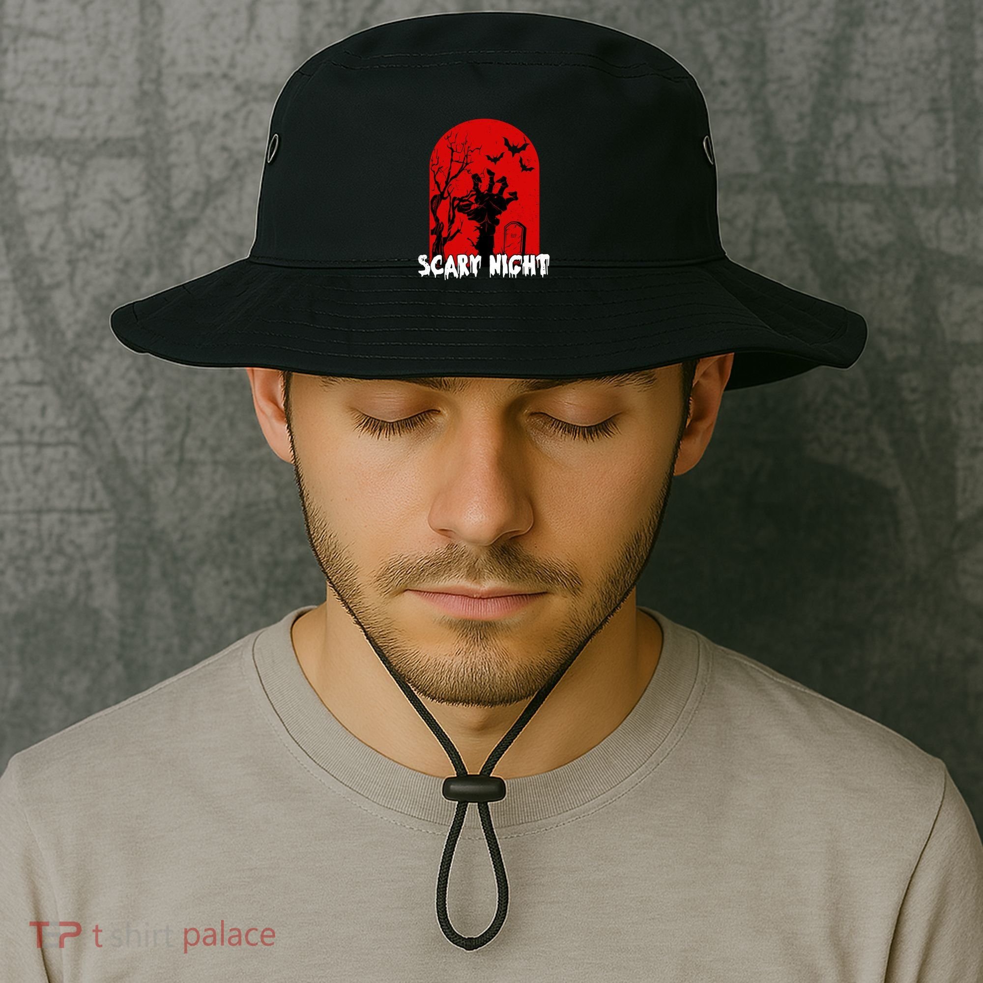 Scary Night Spooky Graveyard Halloween Bucket Hat