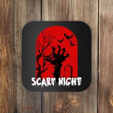 Scary Night Spooky Graveyard Halloween Coaster