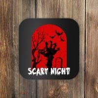 Scary Night Spooky Graveyard Halloween Coaster thumb 0