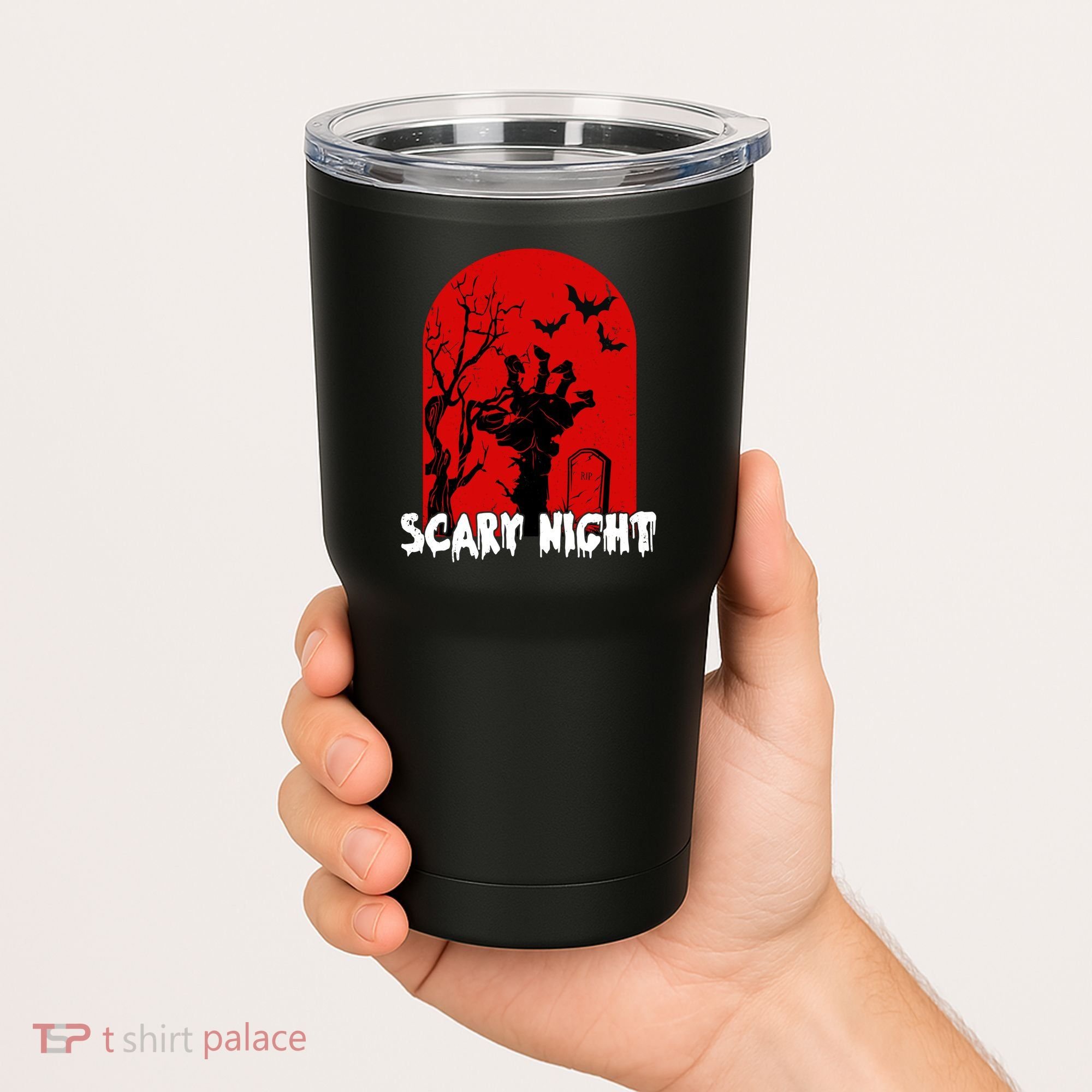Scary Night Spooky Graveyard Halloween Tumbler