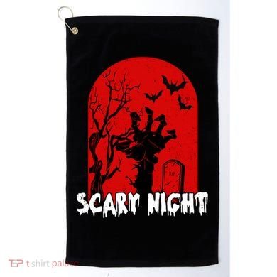 Scary Night Spooky Graveyard Halloween Golf Towel