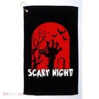 Scary Night Spooky Graveyard Halloween Golf Towel thumb 0
