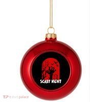 Scary Night Spooky Graveyard Halloween Plastic Christmas Ball Ornament thumb 0