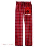 Scary Night Spooky Graveyard Halloween Men's Flannel Plaid Pajama Pants thumb 0