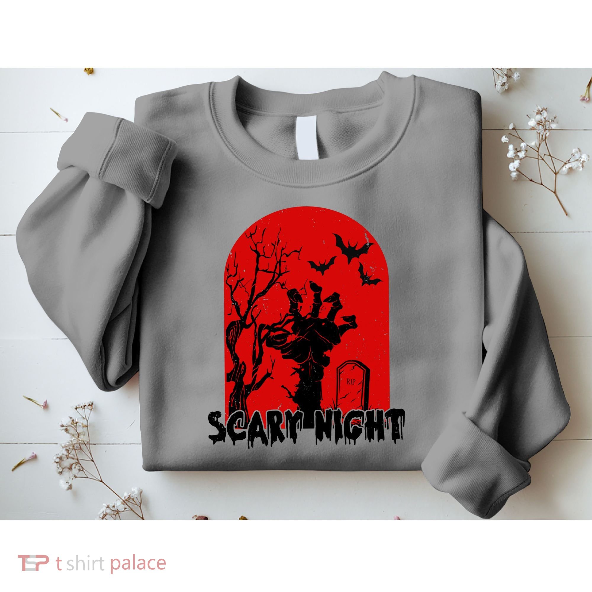 Scary Night Spooky Graveyard Halloween Sweatshirt