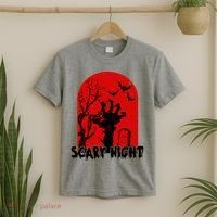 Scary Night Spooky Graveyard Halloween T-Shirt thumb 2