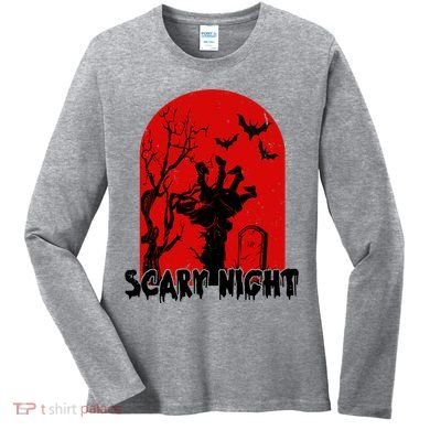 Scary Night Spooky Graveyard Halloween Women's Long Sleeve Shirt