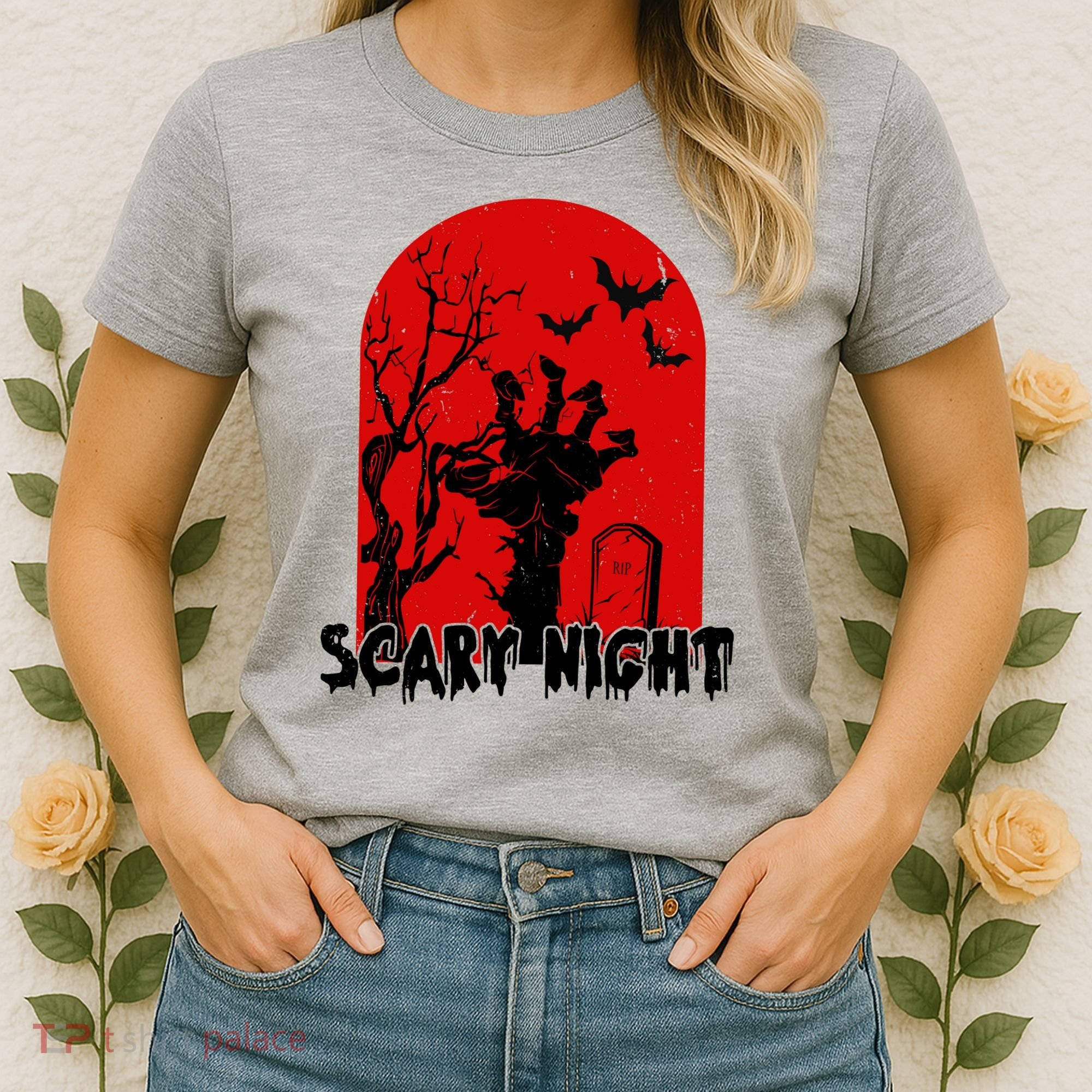 Scary Night Spooky Graveyard Halloween Women's T-Shirt