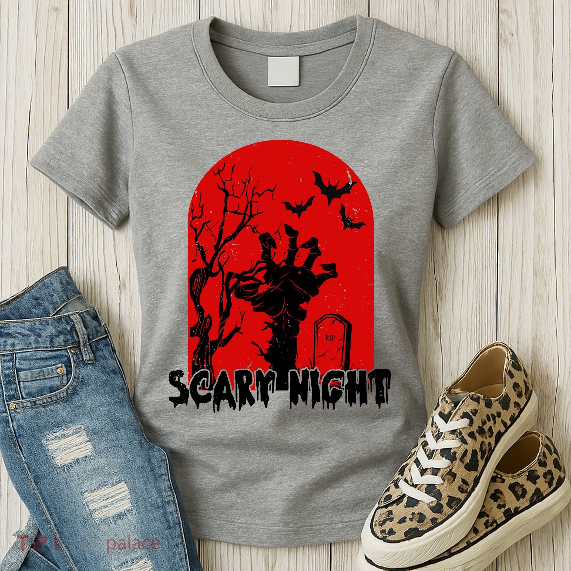 Scary Night Spooky Graveyard Halloween Women's T-Shirt