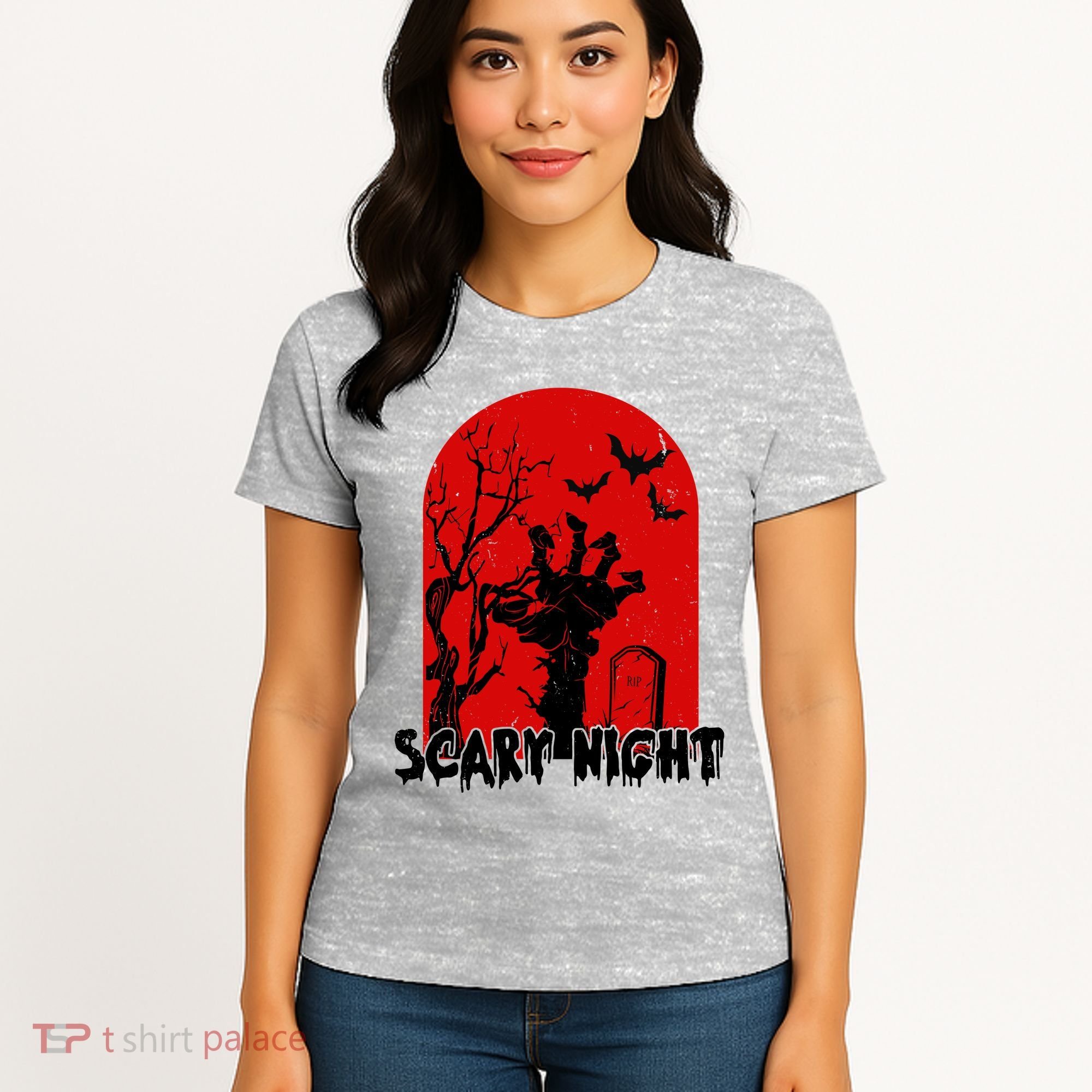 Scary Night Spooky Graveyard Halloween Women's T-Shirt