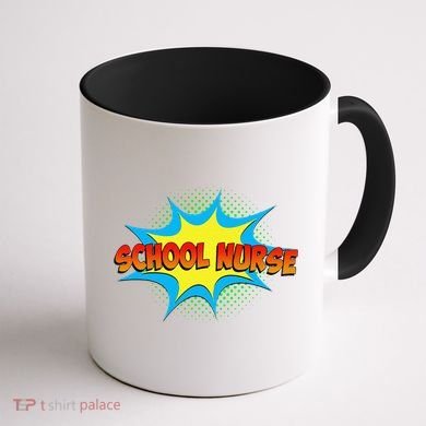 School Nurse Superhero Comics Cool International Nurses Day Coffee Mug back