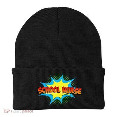 School Nurse Superhero Comics Cool International Nurses Day Beanie
