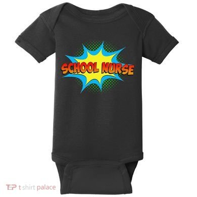 School Nurse Superhero Comics Cool International Nurses Day Baby Bodysuit