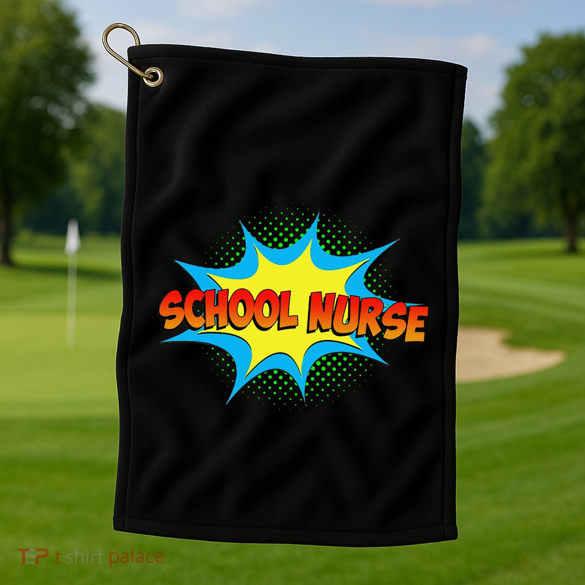 School Nurse Superhero Comics Cool International Nurses Day Golf Towel