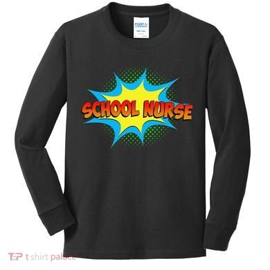School Nurse Superhero Comics Cool International Nurses Day Kids Long Sleeve Shirt