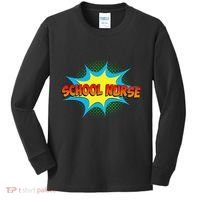 School Nurse Superhero Comics Cool International Nurses Day Kids Long Sleeve Shirt thumb 0