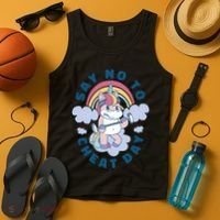 Say No To Cheat Day Unicorn Gym Tank Top thumb 4
