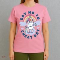 Say No To Cheat Day Unicorn Gym T-Shirt thumb 4