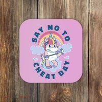 Say No To Cheat Day Unicorn Gym Coaster thumb 0