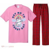 Say No To Cheat Day Unicorn Gym Pajama Set thumb 0
