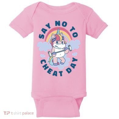 Say No To Cheat Day Unicorn Gym Baby Bodysuit