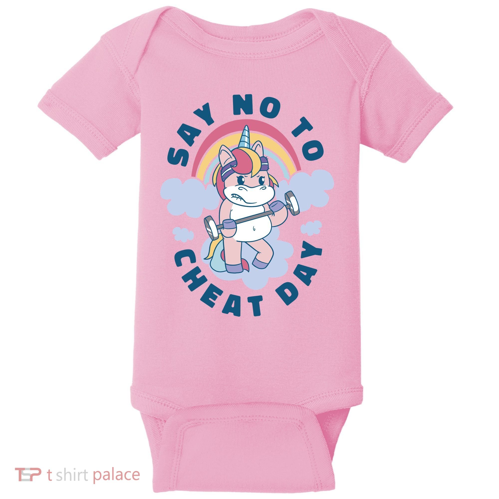 Say No To Cheat Day Unicorn Gym Baby Bodysuit