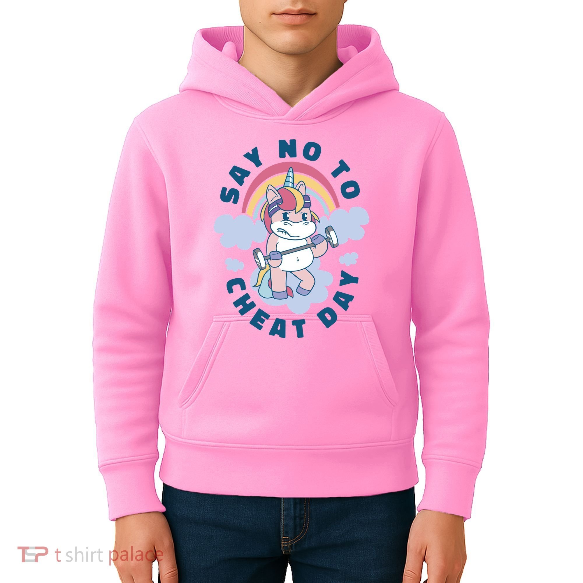 Say No To Cheat Day Unicorn Gym Kids Hoodie