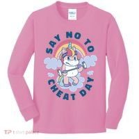 Say No To Cheat Day Unicorn Gym Kids Long Sleeve Shirt thumb 0