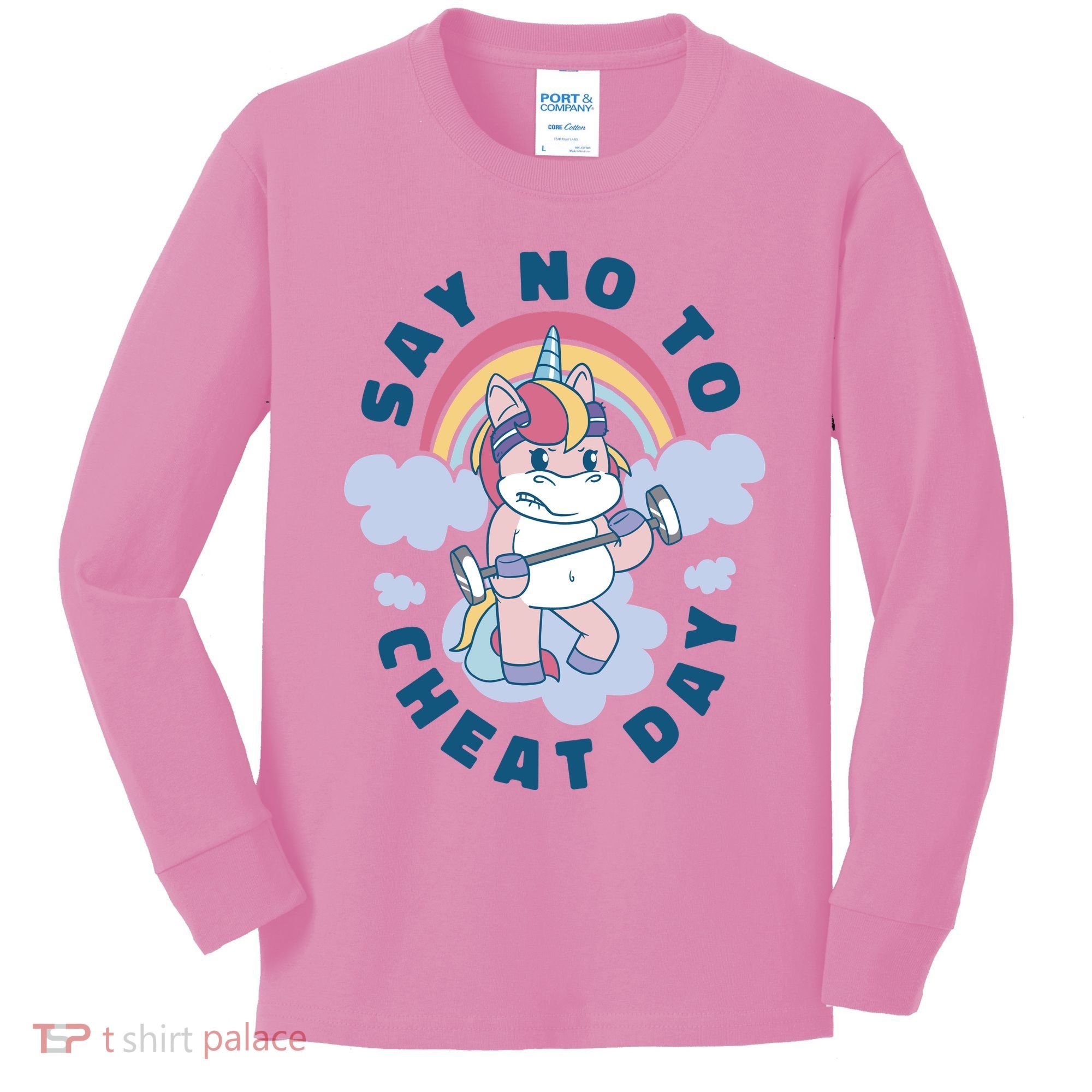 Say No To Cheat Day Unicorn Gym Kids Long Sleeve Shirt