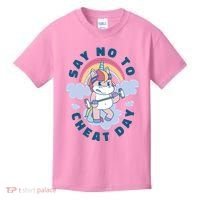 Say No To Cheat Day Unicorn Gym Kids T-Shirt thumb 0