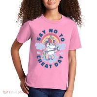 Say No To Cheat Day Unicorn Gym Kids T-Shirt thumb 2