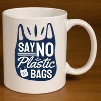Say No To Plastic Bags 11oz C Handle Ceramic Mug thumb 3