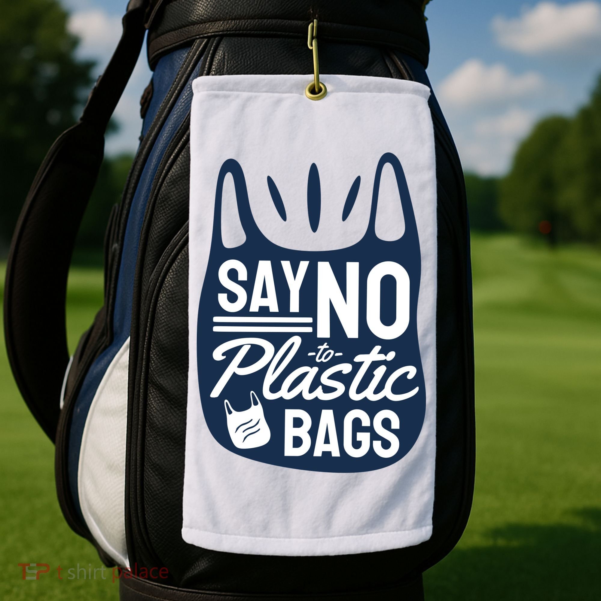 Say No To Plastic Bags Golf Towel