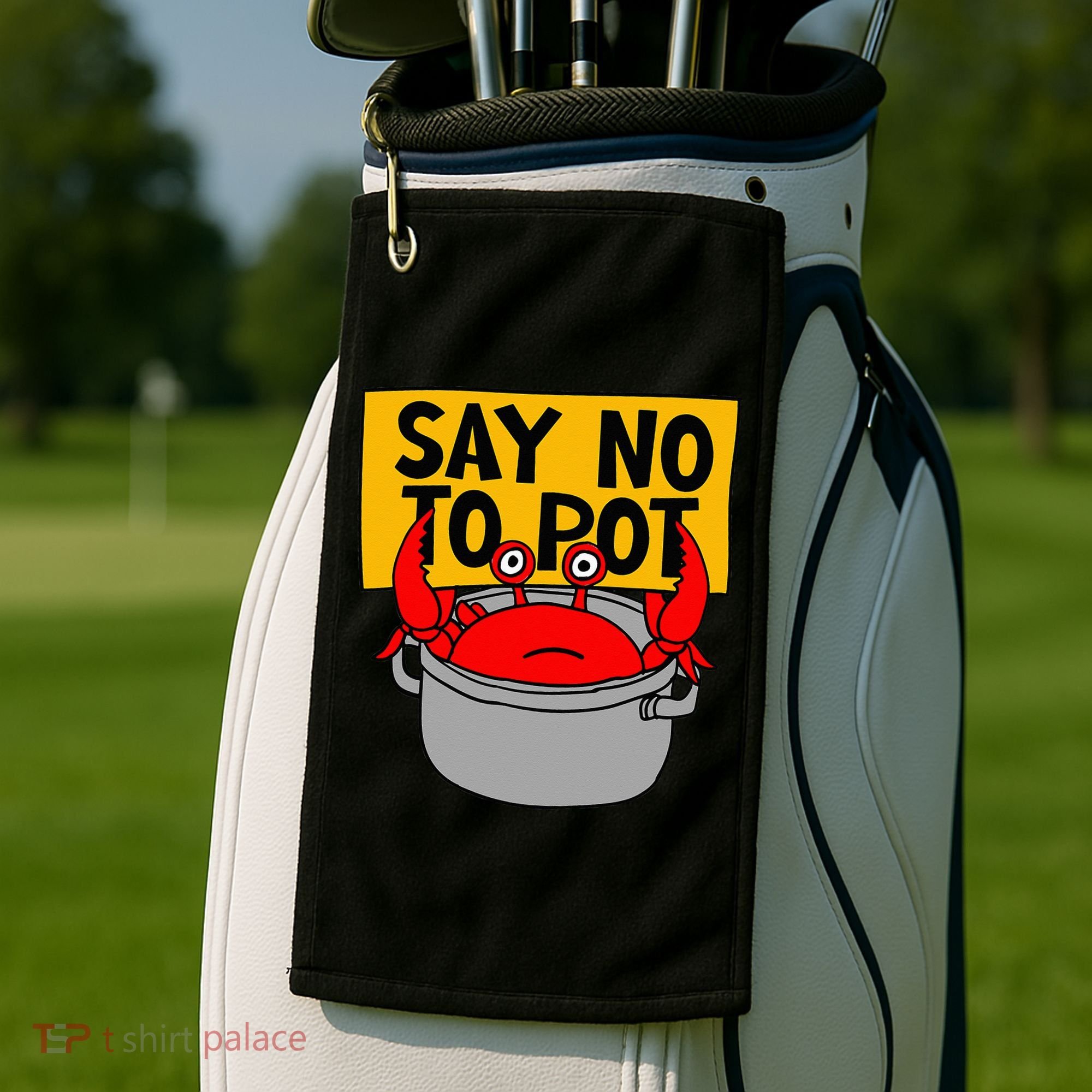 Say No To Pot Funny Crab Eater Seafood Lover Crab Boil Golf Towel