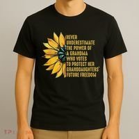 Sunflower Never Underestimate The Power Of Grandma Who Votes T-Shirt thumb 3