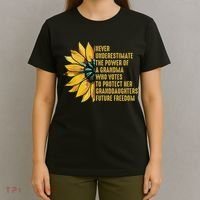 Sunflower Never Underestimate The Power Of Grandma Who Votes T-Shirt thumb 4