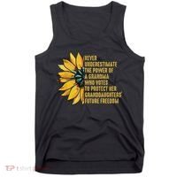 Sunflower Never Underestimate The Power Of Grandma Who Votes Tank Top thumb 0