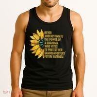 Sunflower Never Underestimate The Power Of Grandma Who Votes Tank Top thumb 3