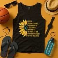 Sunflower Never Underestimate The Power Of Grandma Who Votes Tank Top thumb 4