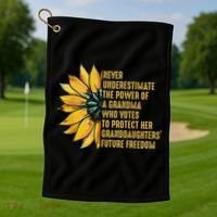 Sunflower Never Underestimate The Power Of Grandma Who Votes Golf Towel thumb 1