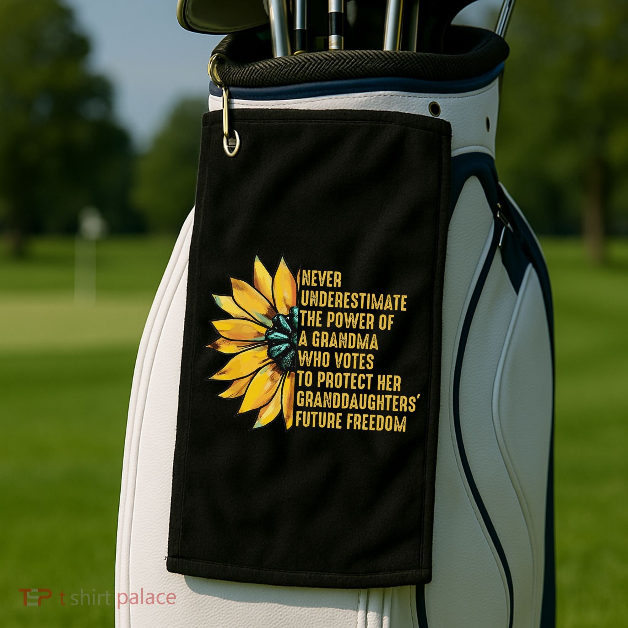 Sunflower Never Underestimate The Power Of Grandma Who Votes Golf Towel