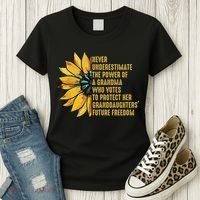 Sunflower Never Underestimate The Power Of Grandma Who Votes Women's T-Shirt thumb 3
