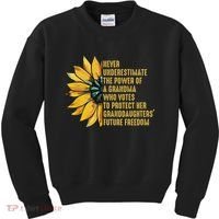 Sunflower Never Underestimate The Power Of Grandma Who Votes Kids Sweatshirt thumb 0