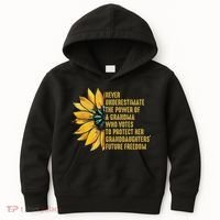 Sunflower Never Underestimate The Power Of Grandma Who Votes Kids Hoodie thumb 0