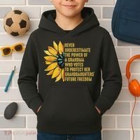 Sunflower Never Underestimate The Power Of Grandma Who Votes Kids Hoodie thumb 2