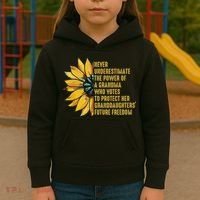 Sunflower Never Underestimate The Power Of Grandma Who Votes Kids Hoodie thumb 3