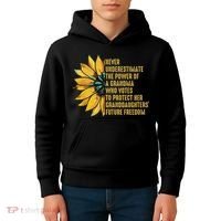 Sunflower Never Underestimate The Power Of Grandma Who Votes Kids Hoodie thumb 4